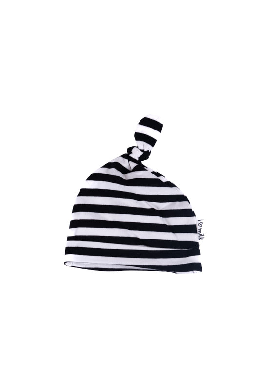 Black and White line and Black Star Ribbon Cap